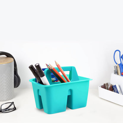 Mini Classroom Caddy, Multipurpose Classroom Organizer with Handle, Teal, 12-Pack (01065U12C)