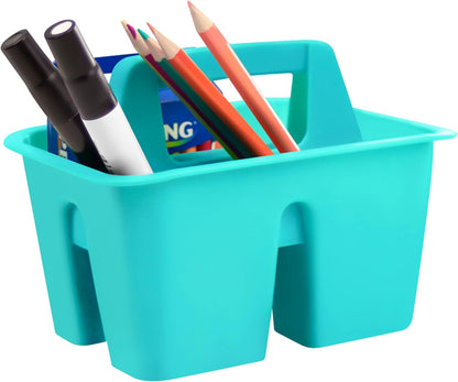 Mini Classroom Caddy, Multipurpose Classroom Organizer with Handle, Teal, 12-Pack (01065U12C)