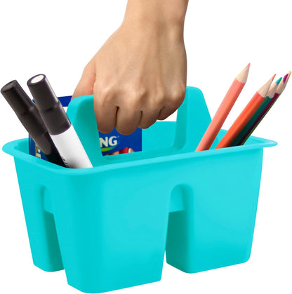 Mini Classroom Caddy, Multipurpose Classroom Organizer with Handle, Teal, 12-Pack (01065U12C)