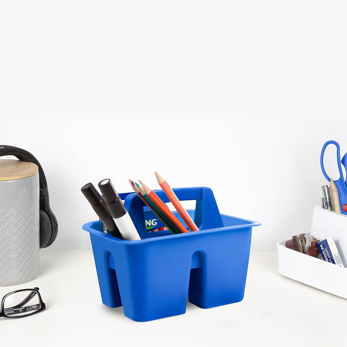 Mini Classroom Caddy, Multipurpose Classroom Organizer with Handle, Teal, 12-Pack (01065U12C)