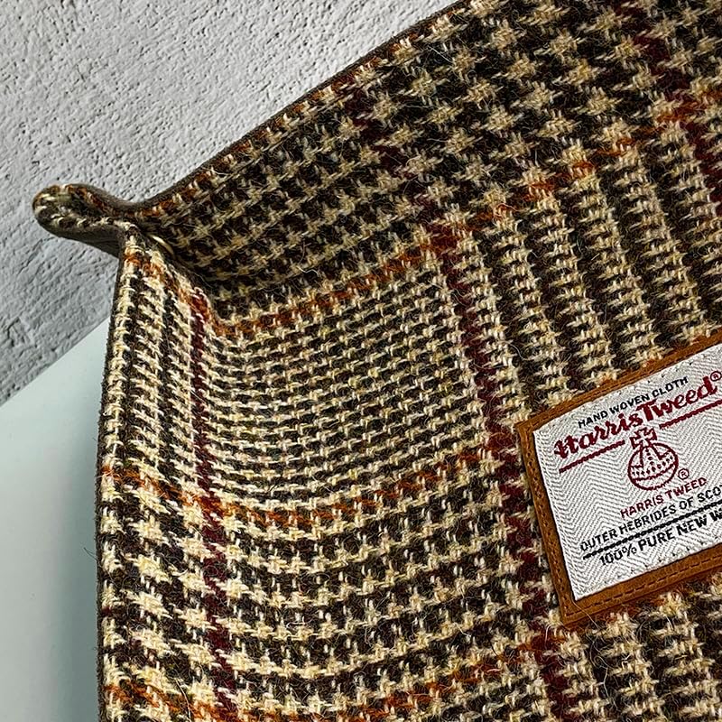 Harris Tweed Wool Valet Tray - Handcrafted Desk Organizer with Brass Snaps,Versatile Storage for Keys, Coin, Jewelry, and More