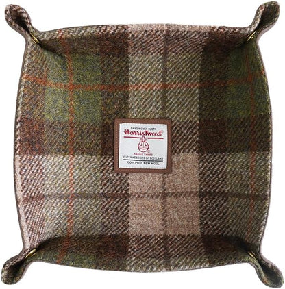 Harris Tweed Wool Valet Tray - Handcrafted Desk Organizer with Brass Snaps,Versatile Storage for Keys, Coin, Jewelry, and More
