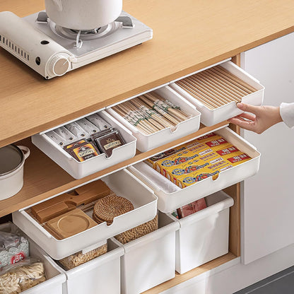 Under Desk Drawer, Large Self-Adhesive Under Desks Organiser, 13x9.2inch Hidden Under Desk Storage Box Cosmetics Case for Storage of Cutlery, Office Supplies, Stationery and Cosmetic (White)