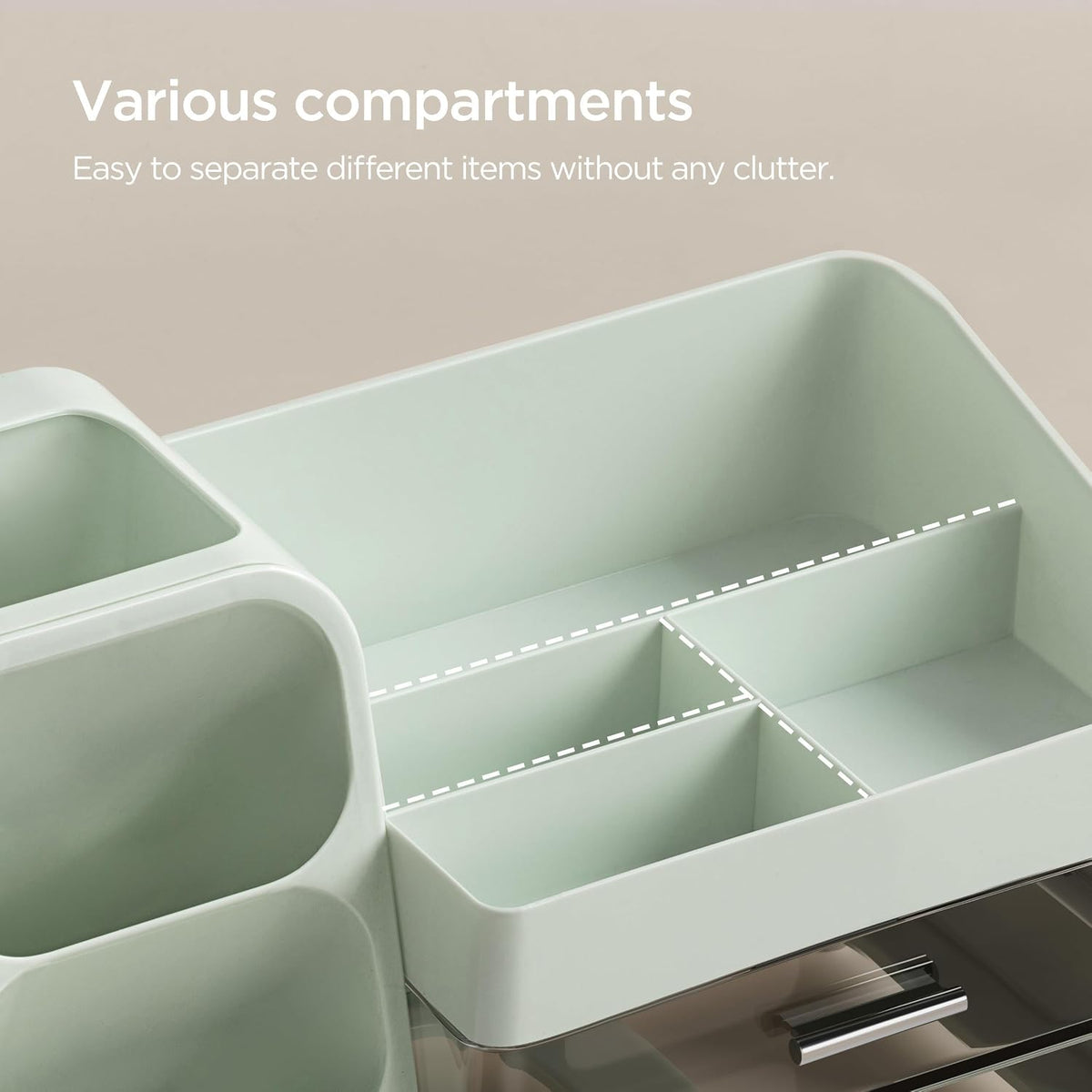 Makeup Organizer with Brush Holder for Vanity, Large Plastic Bathroom Countertop Organizer Skin Care Storage, Easy to Store Lipsticks, Nail Polishes, Perfumes, Eyeshadow Palettes, All White