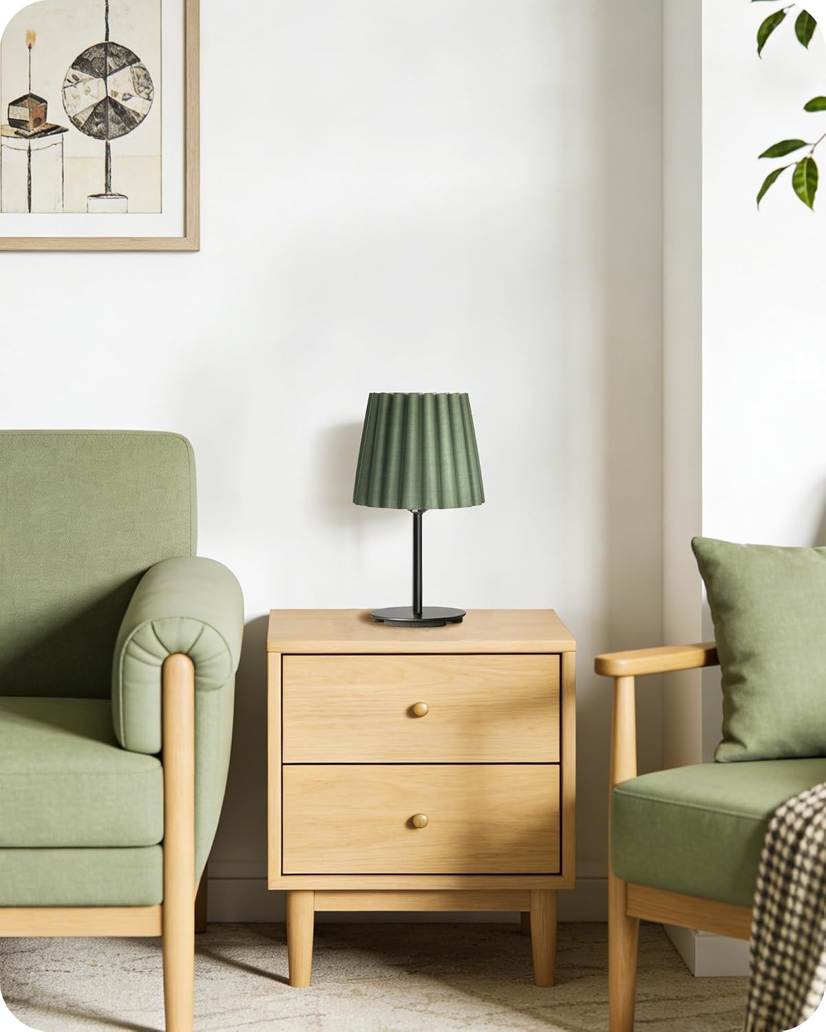 Small Bedside Table Lamp, Dimmable Table Lamp with 3 Adjustable Color Temperatures, Nightstand Lamp with a Dimmable Bulb, E26 Base, for Bedroom, Study, Desk, Green and Black J15TL05