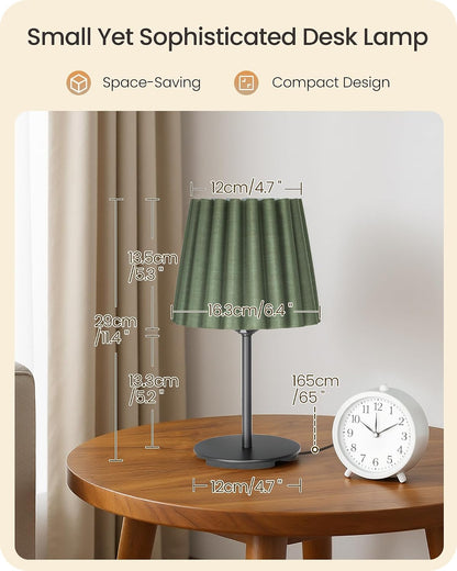 Small Bedside Table Lamp, Dimmable Table Lamp with 3 Adjustable Color Temperatures, Nightstand Lamp with a Dimmable Bulb, E26 Base, for Bedroom, Study, Desk, Green and Black J15TL05