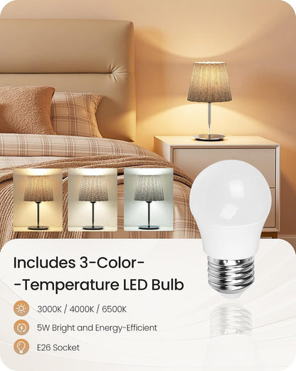 Small Bedside Table Lamp, Dimmable Table Lamp with 3 Adjustable Color Temperatures, Nightstand Lamp with a Dimmable Bulb, E26 Base, for Bedroom, Study, Desk, Green and Black J15TL05