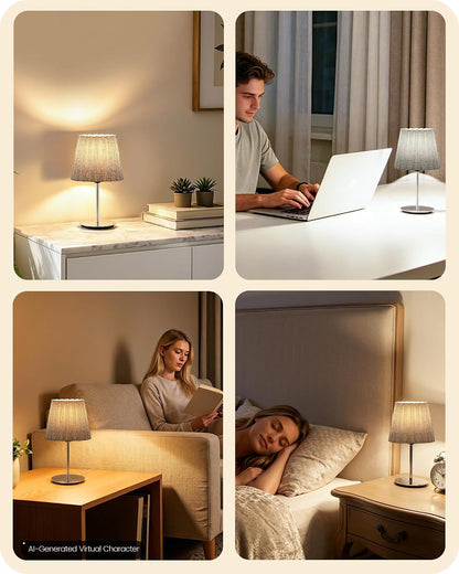 Small Bedside Table Lamp, Dimmable Table Lamp with 3 Adjustable Color Temperatures, Nightstand Lamp with a Dimmable Bulb, E26 Base, for Bedroom, Study, Desk, Green and Black J15TL05