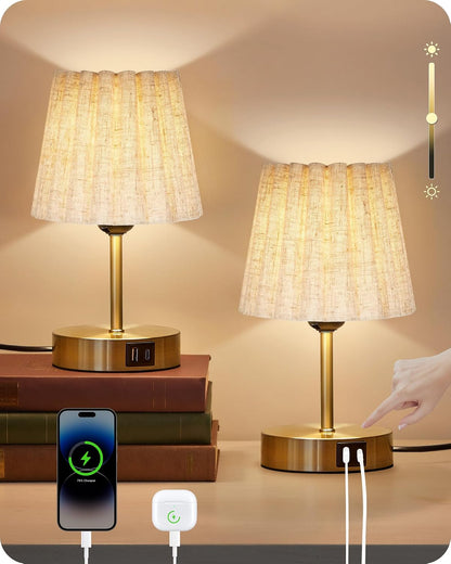 Small Bedside Table Lamp, Dimmable Table Lamp with 3 Adjustable Color Temperatures, Nightstand Lamp with a Dimmable Bulb, E26 Base, for Bedroom, Study, Desk, Green and Black J15TL05