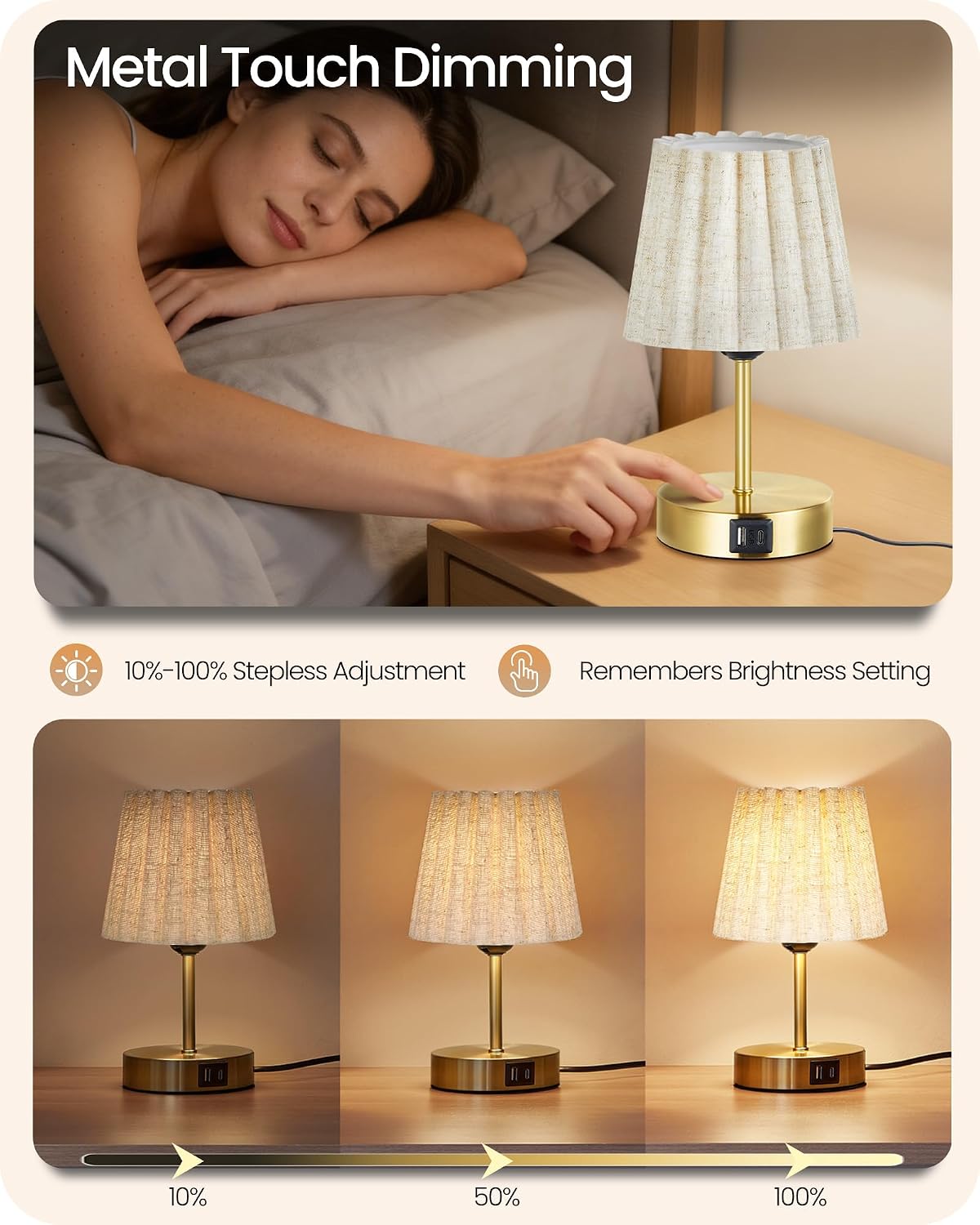 Small Bedside Table Lamp, Dimmable Table Lamp with 3 Adjustable Color Temperatures, Nightstand Lamp with a Dimmable Bulb, E26 Base, for Bedroom, Study, Desk, Green and Black J15TL05