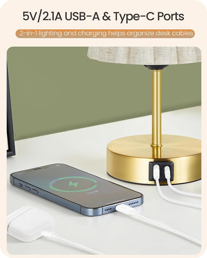 Small Bedside Table Lamp, Dimmable Table Lamp with 3 Adjustable Color Temperatures, Nightstand Lamp with a Dimmable Bulb, E26 Base, for Bedroom, Study, Desk, Green and Black J15TL05