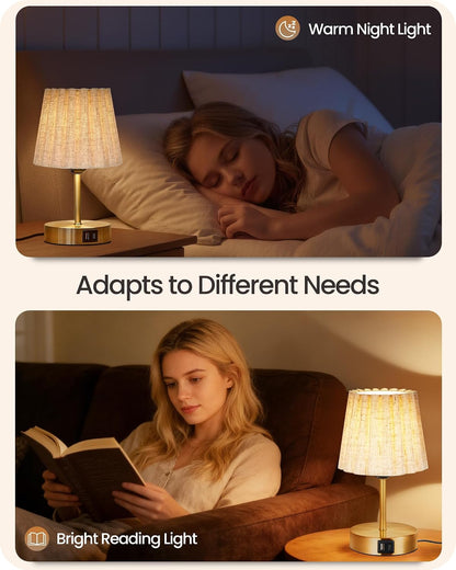 Small Bedside Table Lamp, Dimmable Table Lamp with 3 Adjustable Color Temperatures, Nightstand Lamp with a Dimmable Bulb, E26 Base, for Bedroom, Study, Desk, Green and Black J15TL05