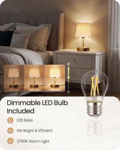 Small Bedside Table Lamp, Dimmable Table Lamp with 3 Adjustable Color Temperatures, Nightstand Lamp with a Dimmable Bulb, E26 Base, for Bedroom, Study, Desk, Green and Black J15TL05