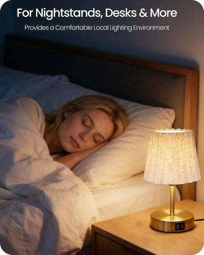 Small Bedside Table Lamp, Dimmable Table Lamp with 3 Adjustable Color Temperatures, Nightstand Lamp with a Dimmable Bulb, E26 Base, for Bedroom, Study, Desk, Green and Black J15TL05