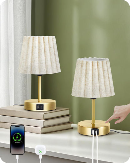 Small Bedside Table Lamp, Dimmable Table Lamp with 3 Adjustable Color Temperatures, Nightstand Lamp with a Dimmable Bulb, E26 Base, for Bedroom, Study, Desk, Green and Black J15TL05