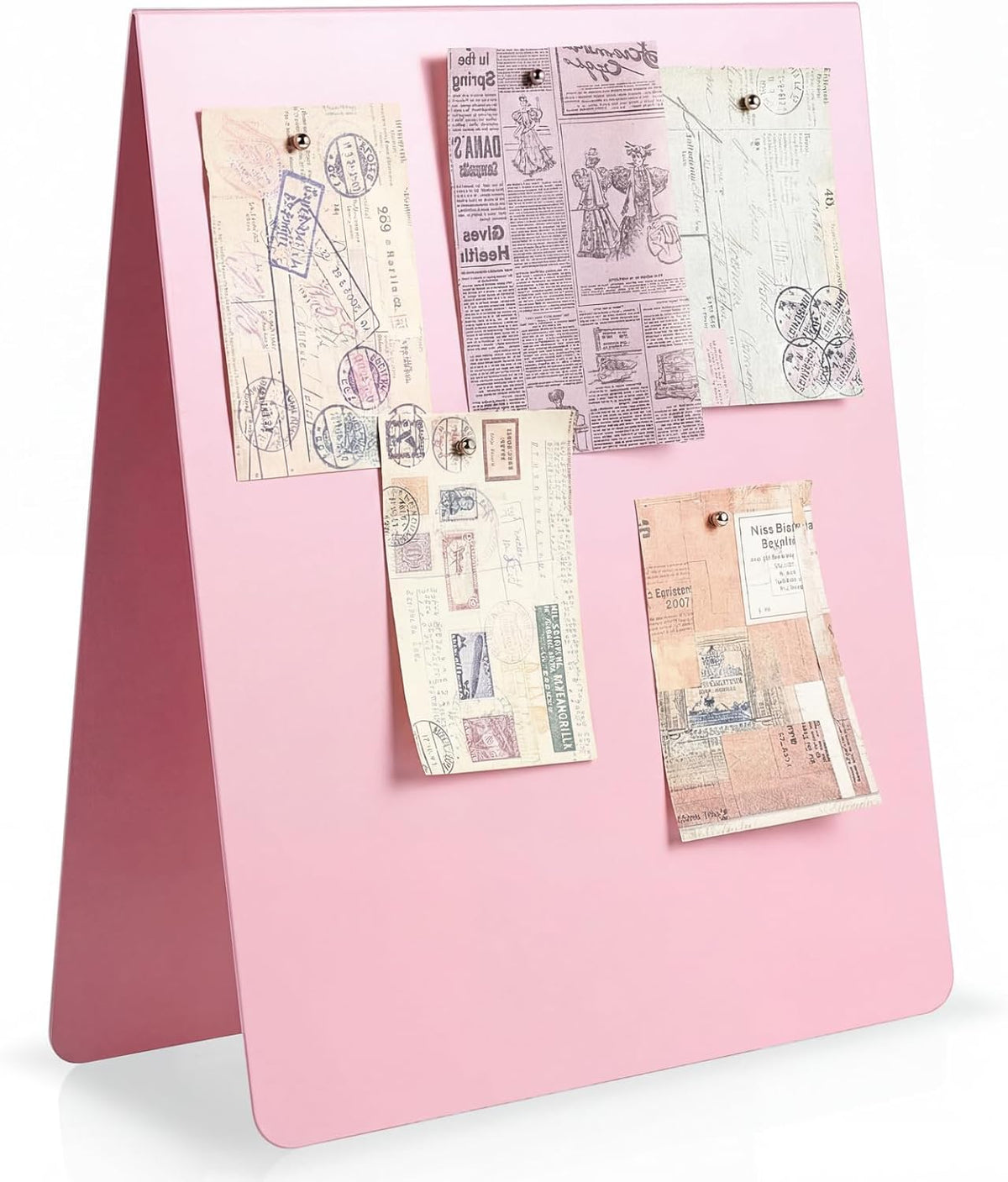 1 Pcs 12 x 10 Inch Magnetic Bulletin Board Metal Magnet Board Magnet Display Stand for Tabletop Desktop Home Kitchen Office Decor (Black)