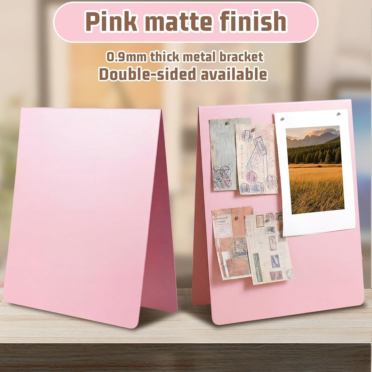 1 Pcs 12 x 10 Inch Magnetic Bulletin Board Metal Magnet Board Magnet Display Stand for Tabletop Desktop Home Kitchen Office Decor (Black)