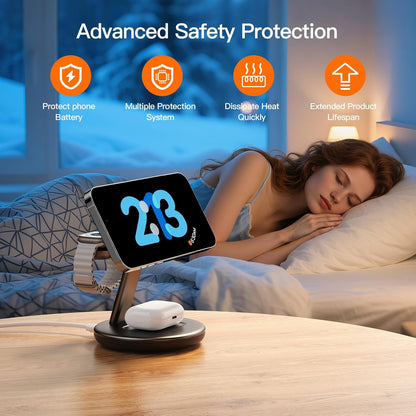 3 in 1 Magnetic Wireless Charger Stand for iPhone Apple Watch AirPods