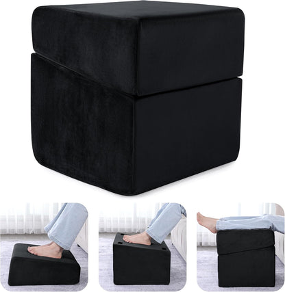 Under Desk Foot Rest, Ergonomic Office Footrest with 3 Adjustable Heights, High-Density Memory Foam Leg Rest for Home, Travel, Airplane with Washable Cover