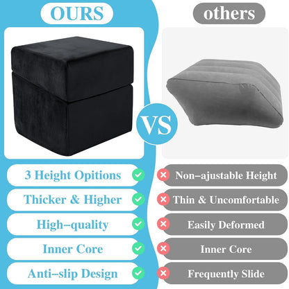 Under Desk Foot Rest, Ergonomic Office Footrest with 3 Adjustable Heights, High-Density Memory Foam Leg Rest for Home, Travel, Airplane with Washable Cover