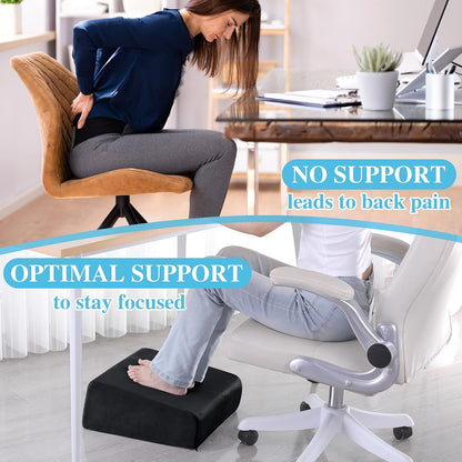Under Desk Foot Rest, Ergonomic Office Footrest with 3 Adjustable Heights, High-Density Memory Foam Leg Rest for Home, Travel, Airplane with Washable Cover