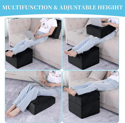Under Desk Foot Rest, Ergonomic Office Footrest with 3 Adjustable Heights, High-Density Memory Foam Leg Rest for Home, Travel, Airplane with Washable Cover