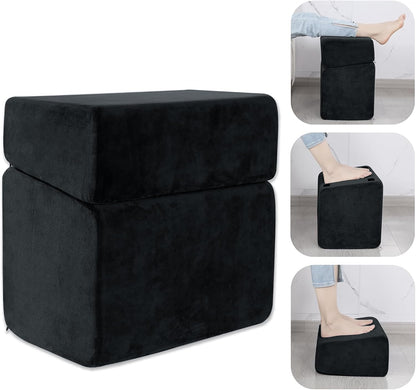 Under Desk Foot Rest, Ergonomic Office Footrest with 3 Adjustable Heights, High-Density Memory Foam Leg Rest for Home, Travel, Airplane with Washable Cover