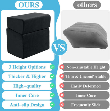 Under Desk Foot Rest, Ergonomic Office Footrest with 3 Adjustable Heights, High-Density Memory Foam Leg Rest for Home, Travel, Airplane with Washable Cover