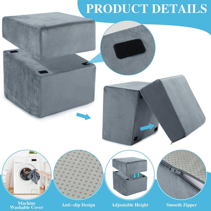 Under Desk Foot Rest, Ergonomic Office Footrest with 3 Adjustable Heights, High-Density Memory Foam Leg Rest for Home, Travel, Airplane with Washable Cover