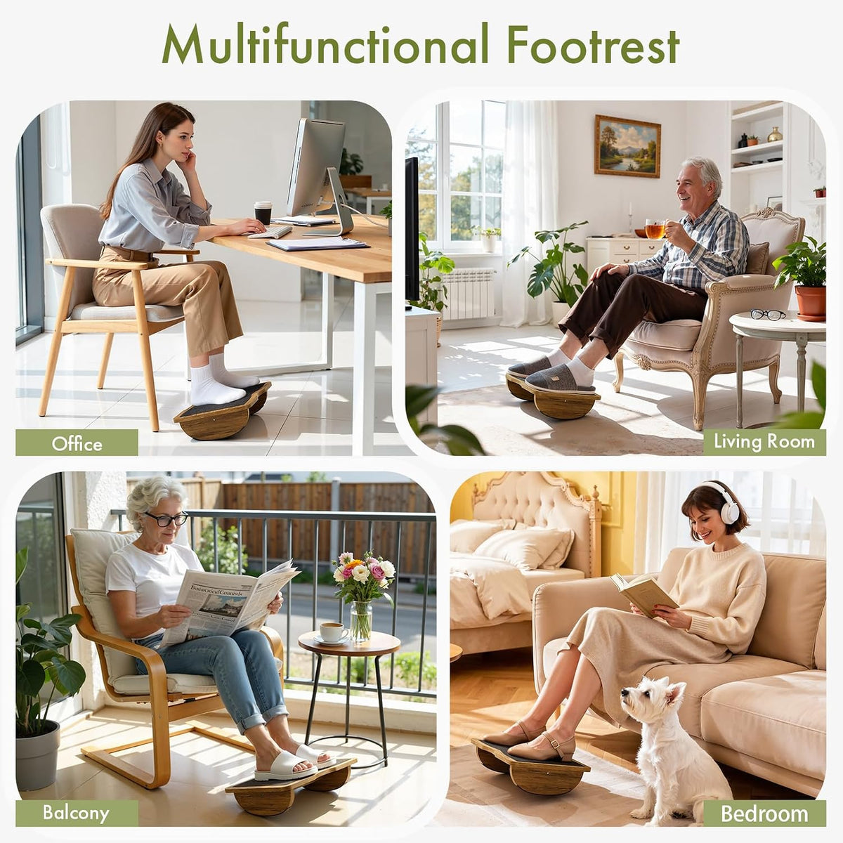 Ergonomic Wooden Foot Rest for Under Desk at Work