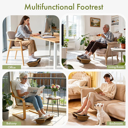 Ergonomic Wooden Foot Rest for Under Desk at Work