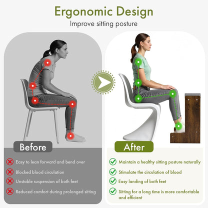 Ergonomic Wooden Foot Rest for Under Desk at Work