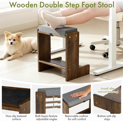 Ergonomic Wooden Foot Rest for Under Desk at Work