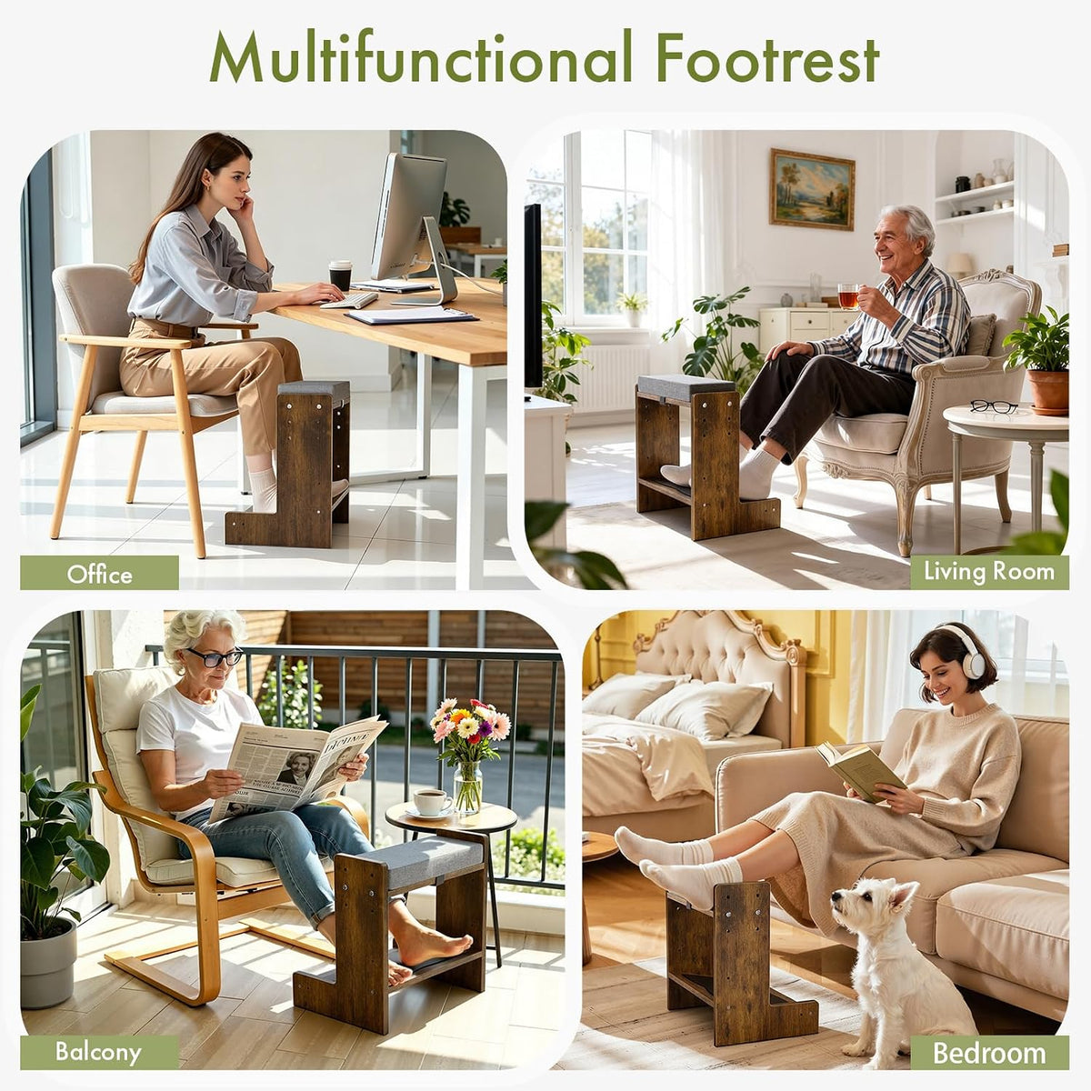 Ergonomic Wooden Foot Rest for Under Desk at Work