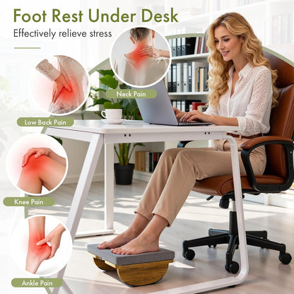 Ergonomic Wooden Foot Rest for Under Desk at Work
