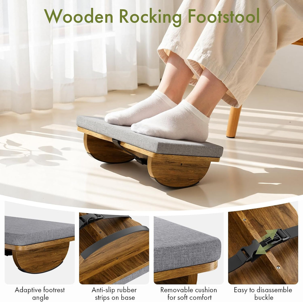 Ergonomic Wooden Foot Rest for Under Desk at Work