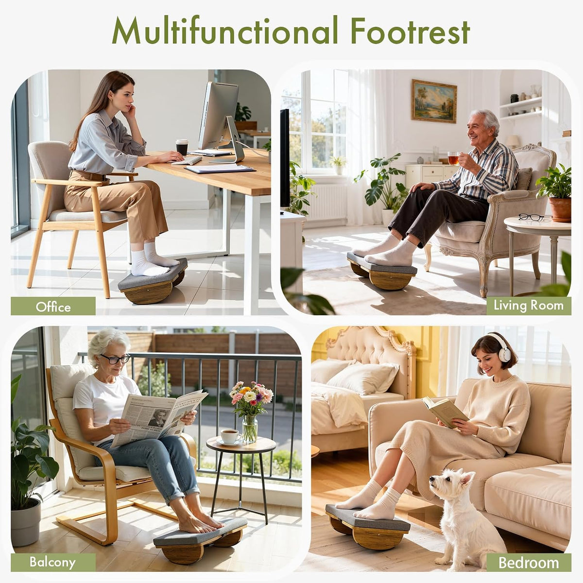 Ergonomic Wooden Foot Rest for Under Desk at Work