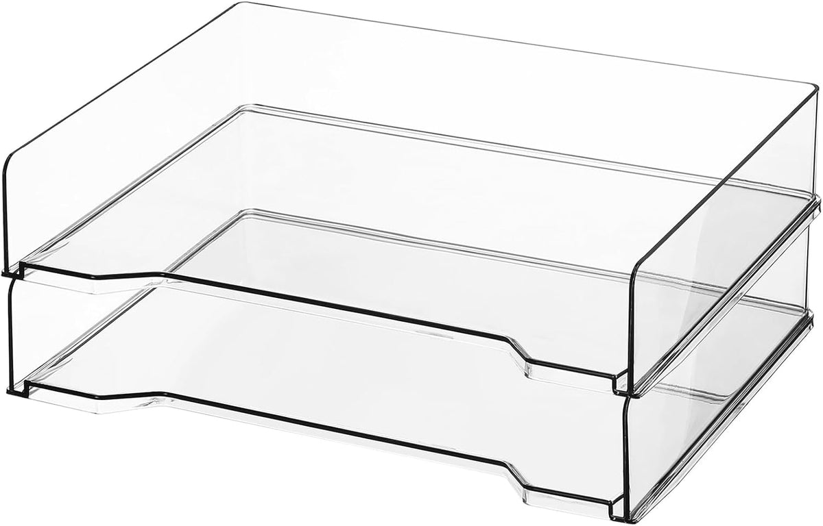 4 Pcs Stackable Letter Tray Plastic Paper Tray, Black