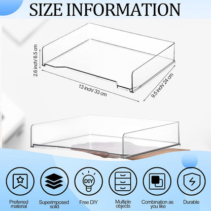 4 Pcs Stackable Letter Tray Plastic Paper Tray, Black