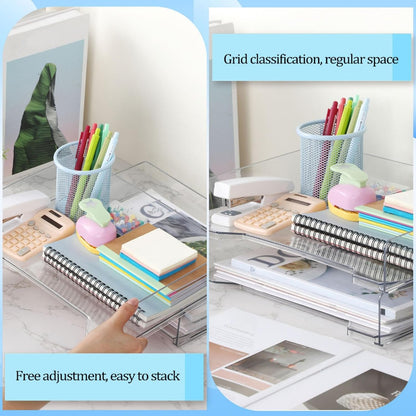 4 Pcs Stackable Letter Tray Plastic Paper Tray, Black