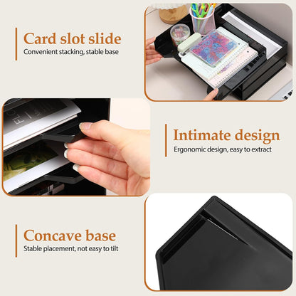 4 Pcs Stackable Letter Tray Plastic Paper Tray, Black