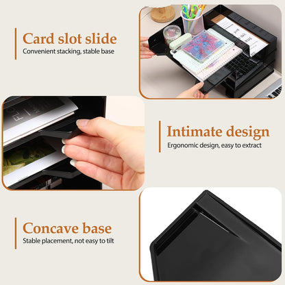 4 Pcs Stackable Letter Tray Plastic Paper Tray, Black