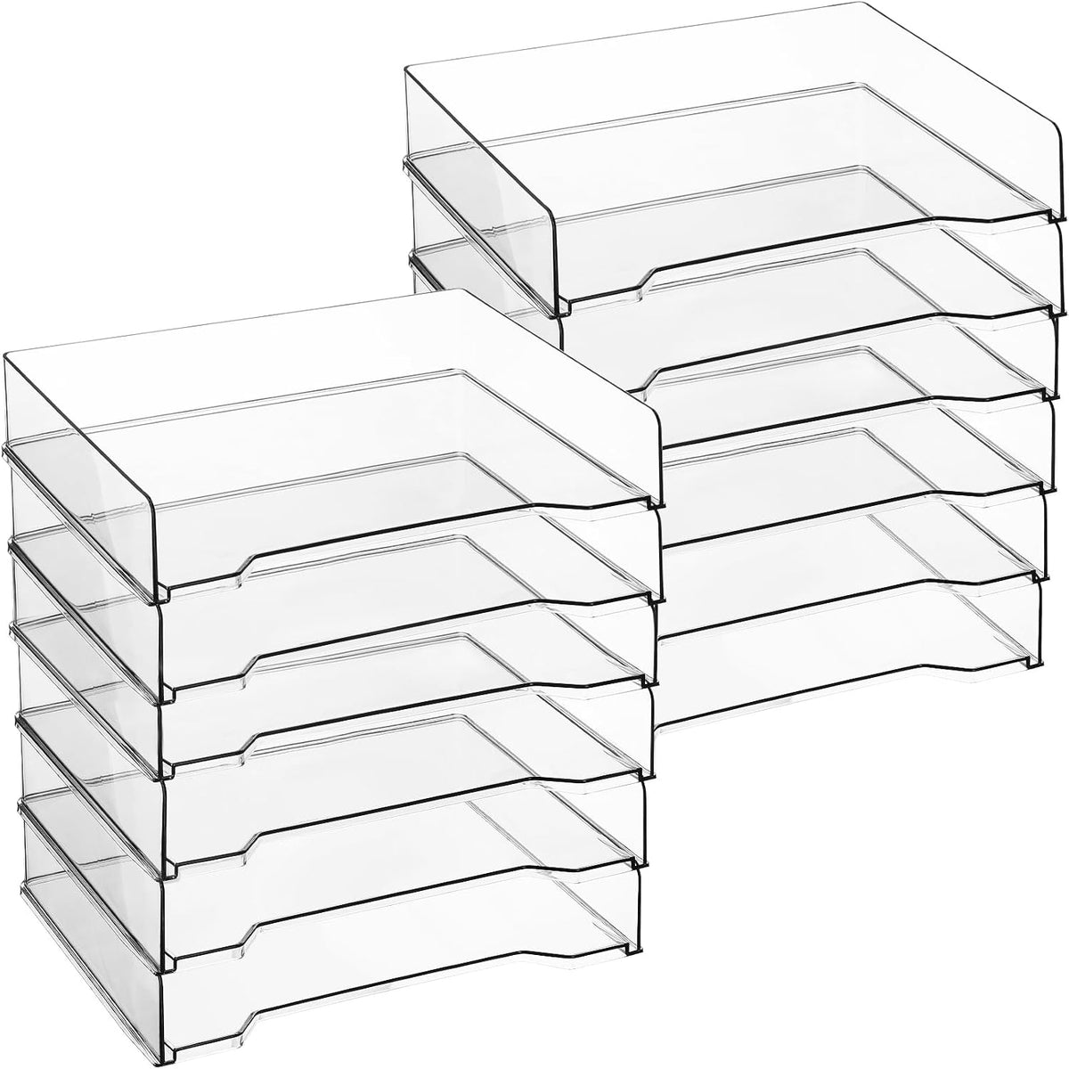 4 Pcs Stackable Letter Tray Plastic Paper Tray, Black