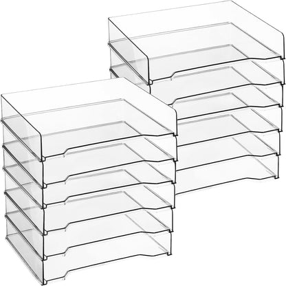 4 Pcs Stackable Letter Tray Plastic Paper Tray, Black