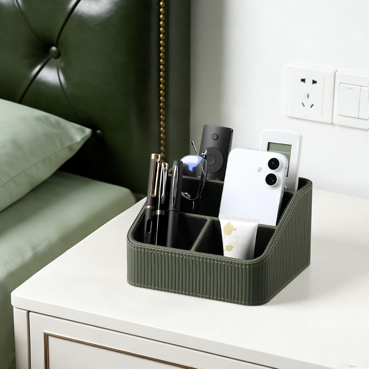 Small Remote Control Holder Bedside Nightstand Organizer Desk Caddy