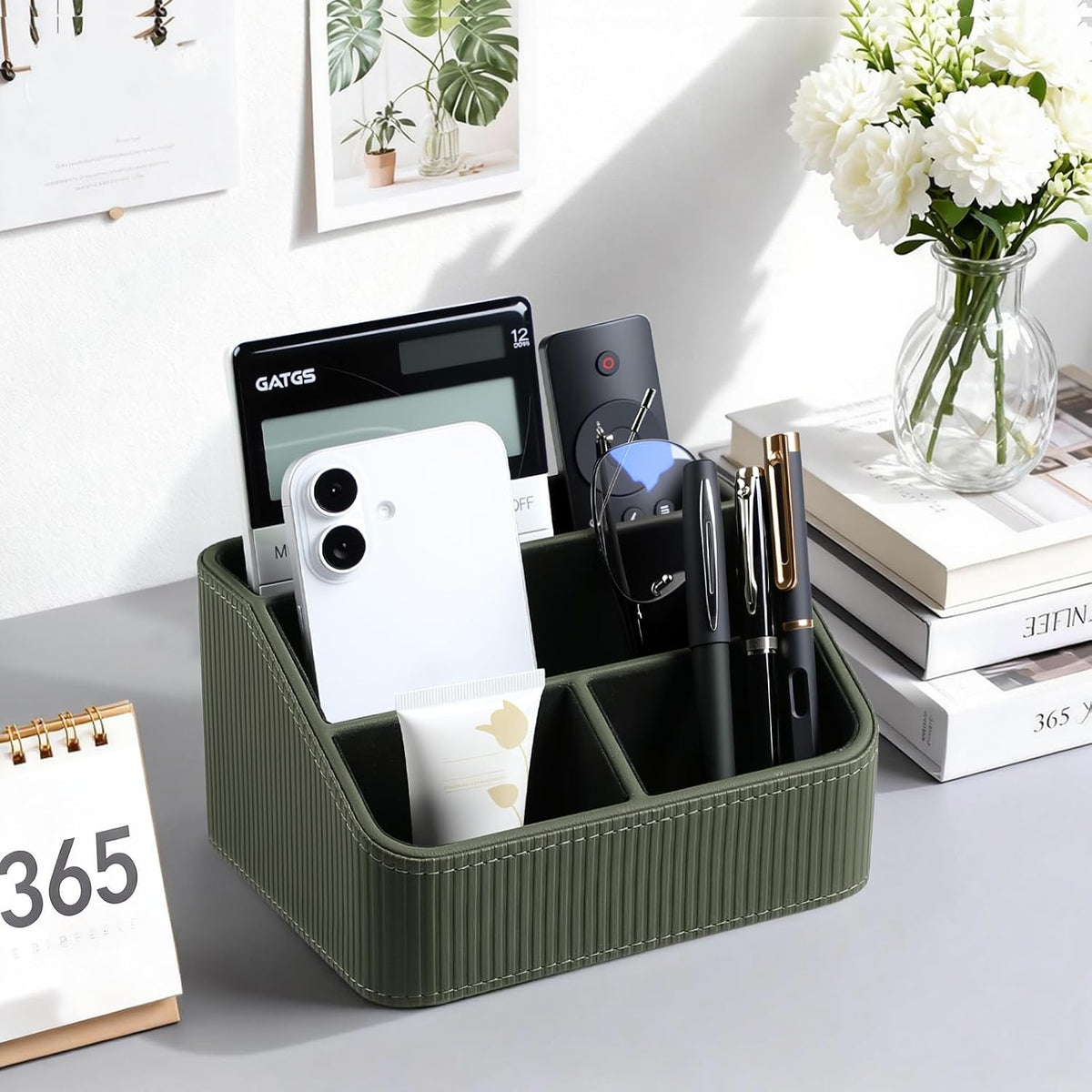 Small Remote Control Holder Bedside Nightstand Organizer Desk Caddy
