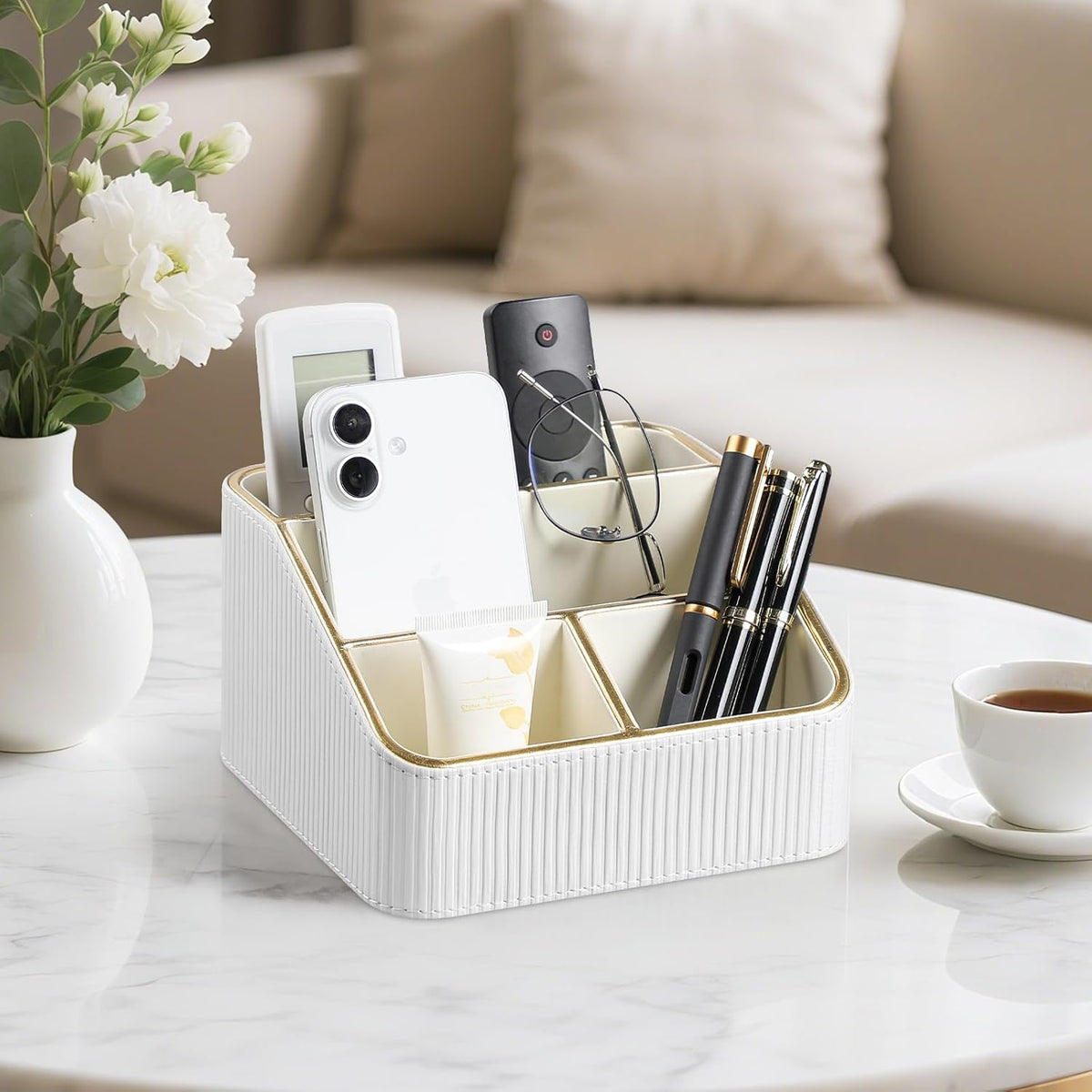 Small Remote Control Holder Bedside Nightstand Organizer Desk Caddy
