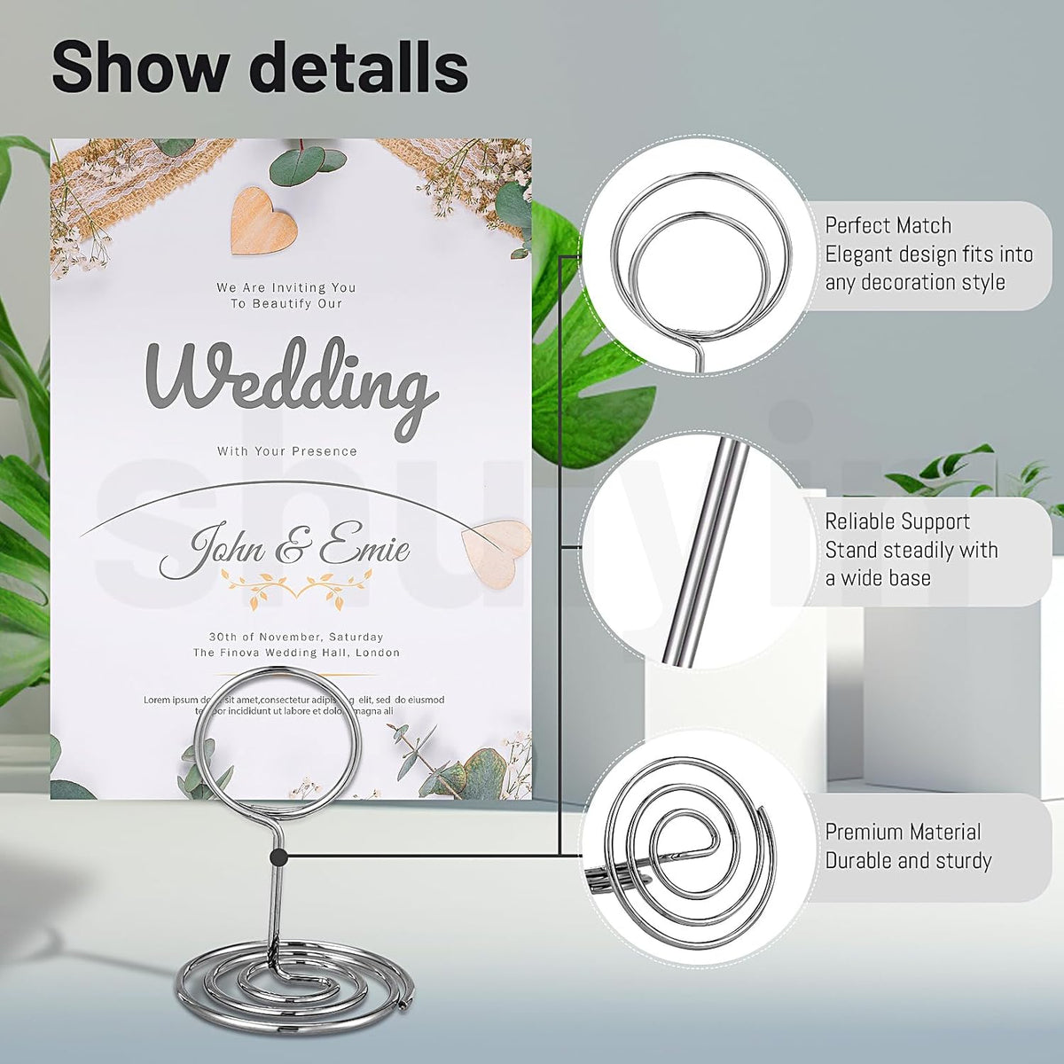30PCS Table Number Holders Place Card Holder - Photo Holders for Tables, Cards Stand Name Menu Clips, Table Sign Holders for Wedding Anniversary Birthday Party, Silver