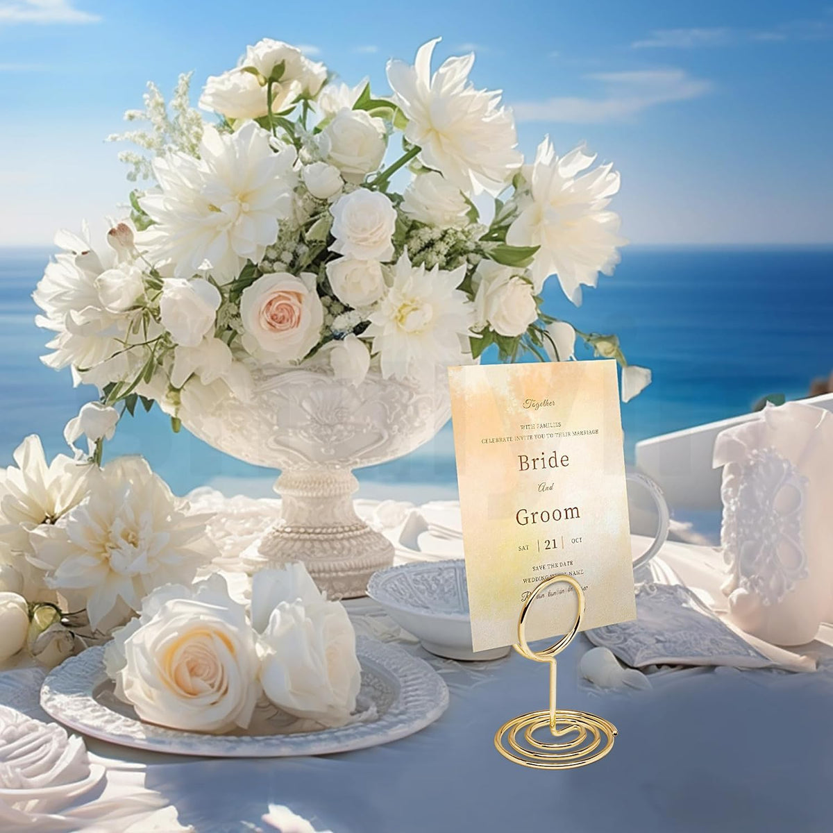 30PCS Table Number Holders Place Card Holder - Photo Holders for Tables, Cards Stand Name Menu Clips, Table Sign Holders for Wedding Anniversary Birthday Party, Silver