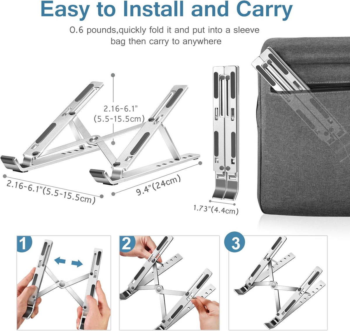 Laptop Stand, Laptop Holder Riser Computer Tablet Stand,Silver